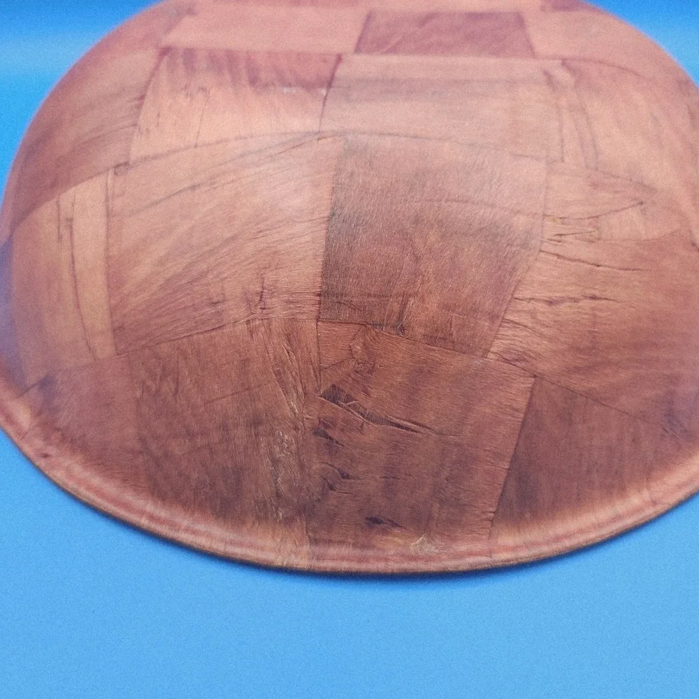 Vintage Woven Wood Large Salad Bowl‎
